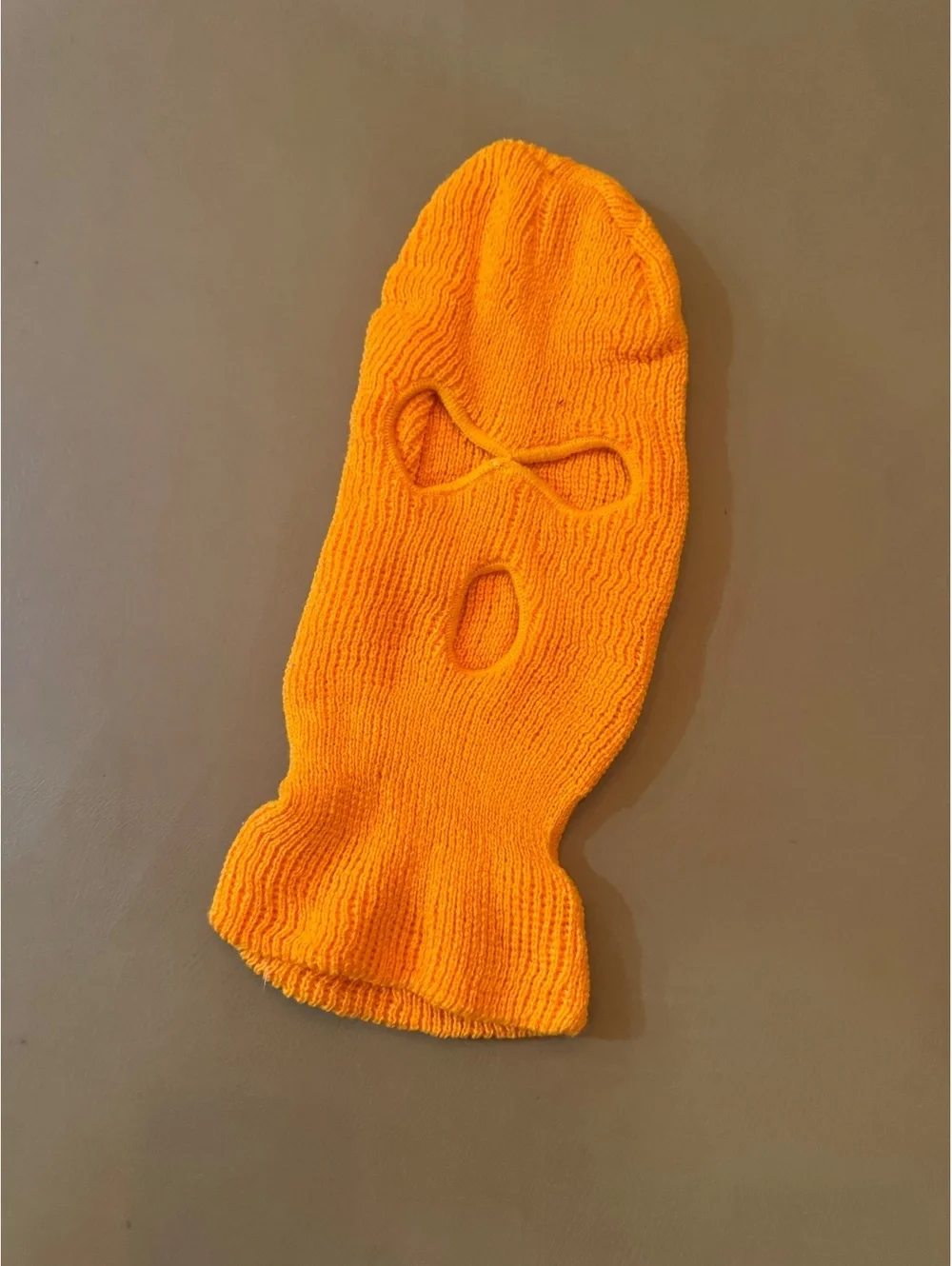 Bright Orange Knit Balaclava Mask with Eye and Mouth Openers